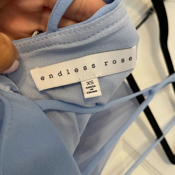 Endless Rose Flared Ruffled Dress. Color: Powder Blue. Size: XS - Picture 4 of 7